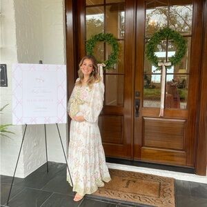 A loves A Floral Printed Long Sleeve V-Neck Self Tie Maxi Dress